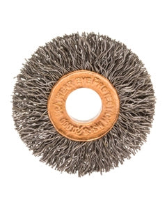 1 1/2″ Diameter × 1/4″ Width, Carbon Steel, 0.0118″ Crimped Bristle, Wheel Brush