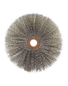 3″ Diameter × 5/8″ Width, Stainless Steel, 0.006″ Crimped Bristle, Wheel Brush
