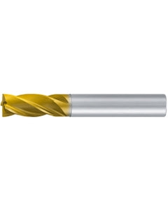 ‎Square End Mill; 1/8″ Dia. × 3/8″ LOC × 1/4″ Shank Dia. × 1-1/2″ OAL ; 4 FL ; Carbide ; TiAlN+TiN ; 0.005″ R