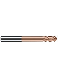1 mm Cutting Dia. × 6 mm Shank Dia. × 2 mm LOC × 66 mm OAL, 4 Flute, Carbide, Duro-Si, Ballnose Endmill, Sphero-X