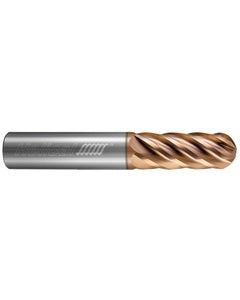 0.5″ Dia. × 0.5″ Shank × 1.625″ DOC × 4″ OAL, TPLUS, 6 Flute, Ballnose End Mill