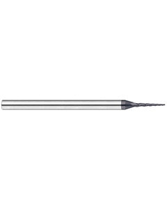 0.045″ Dia. × 0.36″ LOC × 3/16″ Shank Size × 3″ OAL, 3 Flute, 10 Degrees Body Half Taper Angle, Carbide, AlTiN Nano, Square, Tapered End Mill