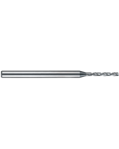0.7 mm Dia. × 3 mm Shank Dia. × 50 mm OAL × 5 mm LCF, 140 Degrees, 7xD, 2 Flute, Uncoated - Solid Carbide Drills