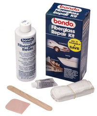 3M - 7 Piece Fiberglass Repair Kit - 8 oz Fiberglass Resin, .2 oz Liquid Hardener Plastic Spreader, 3 Sq Ft Fiberglass Cloth, Mixing Stick, Mixing Tray, Instructions Booklet - Exact Tooling