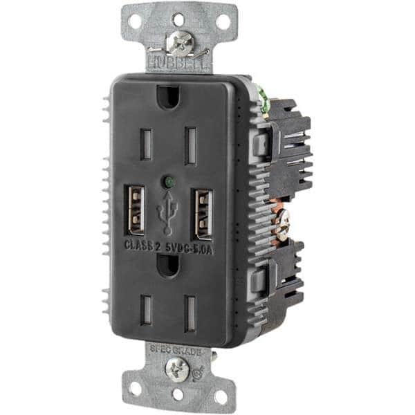 Hubbell Wiring Device-Kellems - USB Receptacles Number of USB Ports: 2 Number of Receptacles: 2 - Exact Tooling