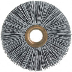 Brush Research Mfg. - 3-1/2" OD, 5/8" Arbor Hole, Crimped Abrasive Nylon Wheel Brush - 3/4" Face Width, 3/16" Trim Length, 20,000 RPM - Exact Tooling
