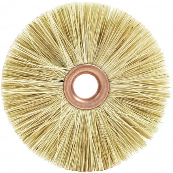 Brush Research Mfg. - 3" OD, 1/2" Arbor Hole, Crimped Tampico Wheel Brush - 3/8" Face Width, 1-1/16" Trim Length, 20,000 RPM - Exact Tooling