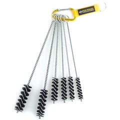 Brush Research Mfg. - 1" Diam Helical Nylon Tube Brush - Single Spiral, 0.22" Filament Diam, 3" Brush Length, 12" OAL, 0.22" Diam Galvanized Steel Shank - Exact Tooling