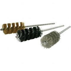 Brush Research Mfg. - 1/4" Diam Helical Steel Tube Brush - Single Spiral, 0.006" Filament Diam, 1-1/2" Brush Length, 4-1/2" OAL, 0.112" Diam Galvanized Steel Shank - Exact Tooling