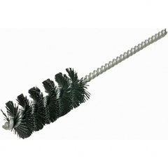 Brush Research Mfg. - 7/8" Diam Helical Nylon Tube Brush - Single Spiral, 0.014" Filament Diam, 2" Brush Length, 6" OAL, 0.22" Diam Galvanized Steel Shank - Exact Tooling