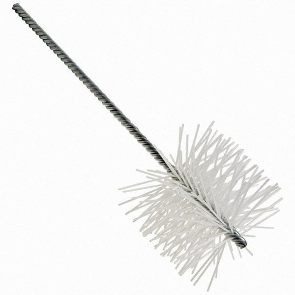 Brush Research Mfg. - 5-1/2" Diam Helical Nylon Tube Brush - Single Spiral, 0.079" Filament Diam, 8" Brush Length, 8" OAL, 0.292" Diam Galvanized Steel Shank - Exact Tooling