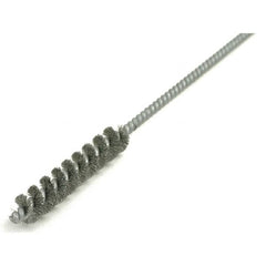 Brush Research Mfg. - 5/8" Diam Helical Steel Tube Brush - Single Spiral, 0.006" Filament Diam, 3" Brush Length, 30" OAL, 0.22" Diam Galvanized Steel Shank - Exact Tooling