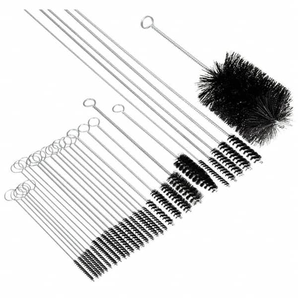 Brush Research Mfg. - 3/4" Diam Helical Nylon Tube Brush - Single Spiral, 0.028" Filament Diam, 3" Brush Length, 14" OAL, 0.245" Diam Galvanized Steel Shank - Exact Tooling