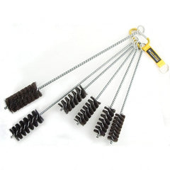 Brush Research Mfg. - 1-3/4" Diam Helical Natural Bristle Tube Brush - Single Spiral, 0.012" Filament Diam, 3-1/2" Brush Length, 18" OAL, 0.292" Diam Galvanized Steel Shank - Exact Tooling