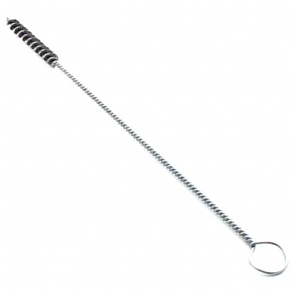 Brush Research Mfg. - 1/4" Diam Helical Steel Tube Brush - Single Spiral, 0.006" Filament Diam, 2" Brush Length, 10" OAL, 0.14" Diam Galvanized Steel Shank - Exact Tooling
