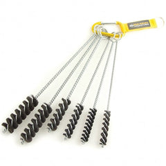 Brush Research Mfg. - 1" Diam Helical Natural Bristle Tube Brush - Single Spiral, 0.01" Filament Diam, 3" Brush Length, 12" OAL, 0.22" Diam Galvanized Steel Shank - Exact Tooling