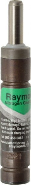 Associated Spring Raymond - 12mm Diam, 15mm Max Stroke, Green Nitrogen Gas Spring Cylinder - 55mm Body Length, 72mm OAL, 40 Lb Full Stroke Spring Force, 1,050 psi Initial Charge - Exact Tooling