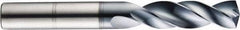 SGS - 6.3mm 145° Spiral Flute Solid Carbide Screw Machine Drill Bit - AlTiN Finish, Right Hand Cut, 34mm Flute Length, 79mm OAL, Standard Point, Straight Shank - Exact Tooling
