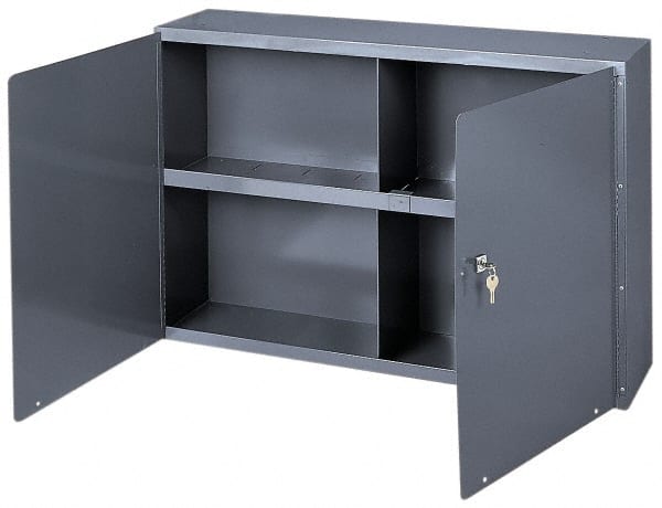 Durham - 1 Shelf Wall Storage Cabinet - Steel, 33-3/4" Wide x 8-1/2" Deep x 22-1/4" High, Gray - Exact Tooling