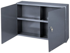 Durham - 1 Shelf Wall Storage Cabinet - Steel, 33-3/4" Wide x 8-1/2" Deep x 22-1/4" High, Gray - Exact Tooling