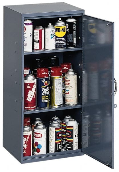 Durham - 2 Shelf Wall Storage Cabinet - Steel, 13-3/4" Wide x 12-3/4" Deep x 30" High, Gray - Exact Tooling