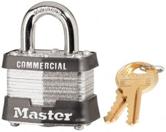 Master Lock - 3/4" Shackle Clearance, Keyed Different Maximum Security Padlock - 9/32" Shackle Diam, Laminated Steel - Exact Tooling