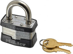 Master Lock - 15/16" Shackle Clearance, Keyed Alike Maximum Security Padlock - 5/16" Shackle Diam, Laminated Steel - Exact Tooling