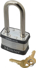 Master Lock - 2-1/2" Shackle Clearance, Keyed Alike Maximum Security Padlock - 3/8" Shackle Diam, Laminated Steel - Exact Tooling
