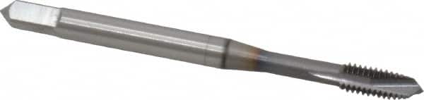 OSG - M4x0.70 Metric Coarse, 3 Flute, TiCN Finish, Vanadium High Speed Steel Spiral Point Tap - Plug Chamfer, Right Hand Thread, 2-1/8" OAL, 3/4" Thread Length, 0.168" Shank Diam, 6H Class of Fit - Exact Tooling