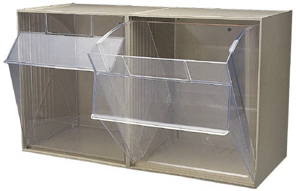 Quantum Storage - 23-5/8" Wide x 13-7/8" High x 11-7/8" Deep, Small Parts Tip Out Stacking Bin Organizer - Polystyrene Frame, 2 Compartments, 11-1/16" Wide x 13-5/8" High x 8-7/8" Deep Bin - Exact Tooling