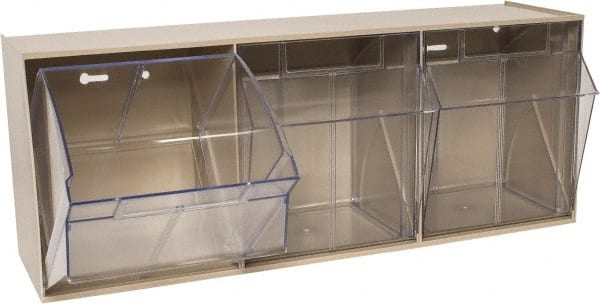Quantum Storage - 23-5/8" Wide x 9-1/2" High x 7-3/4" Deep, Small Parts Tip Out Stacking Bin Organizer - Polystyrene Frame, 3 Compartments, 7-3/8" Wide x 8-5/8" High x 5-7/8" Deep Bin - Exact Tooling