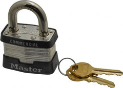 Master Lock - 15/16" Shackle Clearance, Keyed Alike Maximum Security Padlock - 5/16" Shackle Diam, Laminated Steel - Exact Tooling