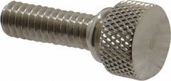 Electro Hardware - 1/4-20 Knurled Shoulder Grade 303 Stainless Steel Thumb Screw - 1-1/8" OAL, 1/2" Head Diam x 1/4" Head Height, Uncoated - Exact Tooling