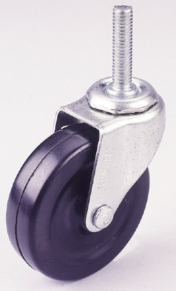 Albion - 5" Diam x 15/16" Wide x 5-5/8" OAH Stem Mount Swivel Caster - TPR, 125 Lb Capacity, Plain Bearing, 1/2-13 x 1-1/2" Threaded Stem - Exact Tooling