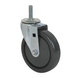 Albion - 5" Diam x 1-1/4" Wide x 6" OAH Stem Mount Swivel Caster - Polyurethane, 275 Lb Capacity, Ball Bearing, 1/2-13 x 1-1/2" Threaded Stem - Exact Tooling