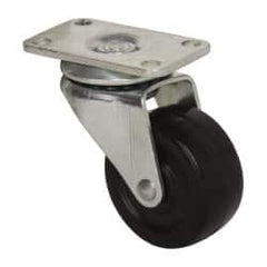 Albion - 1-5/8" Diam x 47/64" Wide x 2-9/32" OAH Top Plate Mount Swivel Caster - Soft Rubber, 70 Lb Capacity, Plain Bearing, 1-3/16 x 2" Plate - Exact Tooling