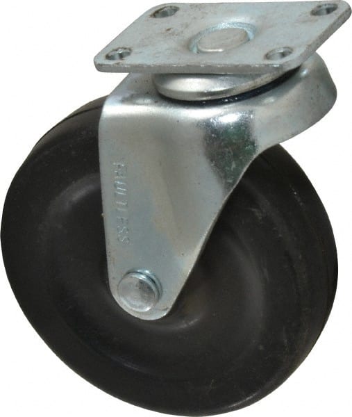 Albion - 3" Diam x 13/16" Wide x 3-19/32" OAH Top Plate Mount Swivel Caster - Soft Rubber, 90 Lb Capacity, Plain Bearing, 1-1/8 x 2-1/8" Plate - Exact Tooling