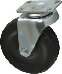 Albion - 3" Diam x 13/16" Wide x 3-19/32" OAH Top Plate Mount Swivel Caster - Soft Rubber, 90 Lb Capacity, Plain Bearing, 1-1/8 x 2-1/8" Plate - Exact Tooling