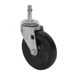 Albion - 4" Diam x 15/16" Wide x 4-5/8" OAH Stem Mount Swivel Caster - Soft Rubber, 115 Lb Capacity, Self-Lubricating Bearing, 7/16 x 1-17/32" Friction Stem - Exact Tooling