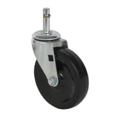 Albion - 4" Diam x 15/16" Wide x 4-5/8" OAH Stem Mount Swivel Caster - Soft Rubber, 115 Lb Capacity, Self-Lubricating Bearing, 7/16 x 1-17/32" Friction Stem - Exact Tooling
