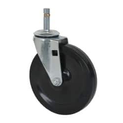 Albion - 5" Diam x 15/16" Wide x 5-5/8" OAH Stem Mount Swivel Caster - Soft Rubber, 125 Lb Capacity, Self-Lubricating Bearing, 7/16 x 1-17/32" Friction Stem - Exact Tooling