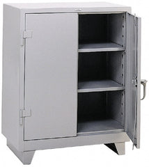 Durham - 2 Shelf Locking Storage Cabinet - Steel, 36" Wide x 24" Deep x 42" High, Gray - Exact Tooling