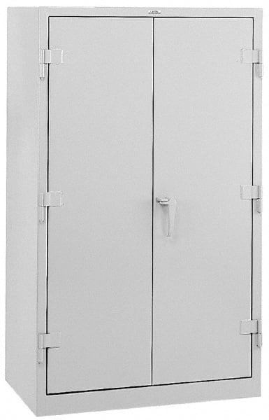 Durham - 3 Shelf Locking Storage Cabinet - Steel, 36" Wide x 24" Deep x 60" High, Gray - Exact Tooling