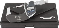 Mitutoyo - 1 Inch, 32mm Throat Depth, Ratchet Stop, Electronic Point Micrometer - Accurate Up to 0.0001 Inch, 0.3937 Inch Point Length, 15° Point Angle, 18mm Head Diameter - Exact Tooling