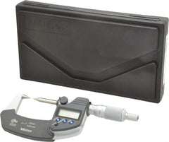 Mitutoyo - 1 Inch, 32mm Throat Depth, Ratchet Stop, Electronic Point Micrometer - Accurate Up to 0.0001 Inch, 0.3937 Inch Point Length, 30° Point Angle, 18mm Head Diameter - Exact Tooling