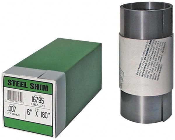 Made in USA - 10 Ft. Long x 12 Inch Wide x 0.025 Inch Thick, Roll Shim Stock - Steel - Exact Tooling