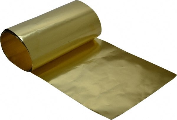 Made in USA - 100 Inch Long x 6 Inch Wide x 0.001 Inch Thick, Roll Shim Stock - Brass - Exact Tooling