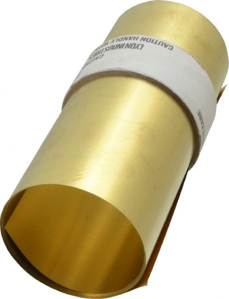 Made in USA - 100 Inch Long x 6 Inch Wide x 0.004 Inch Thick, Roll Shim Stock - Brass - Exact Tooling
