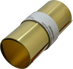 Made in USA - 100 Inch Long x 6 Inch Wide x 0.005 Inch Thick, Roll Shim Stock - Brass - Exact Tooling