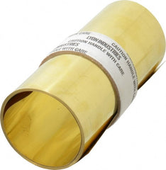 Made in USA - 100 Inch Long x 6 Inch Wide x 0.007 Inch Thick, Roll Shim Stock - Brass - Exact Tooling